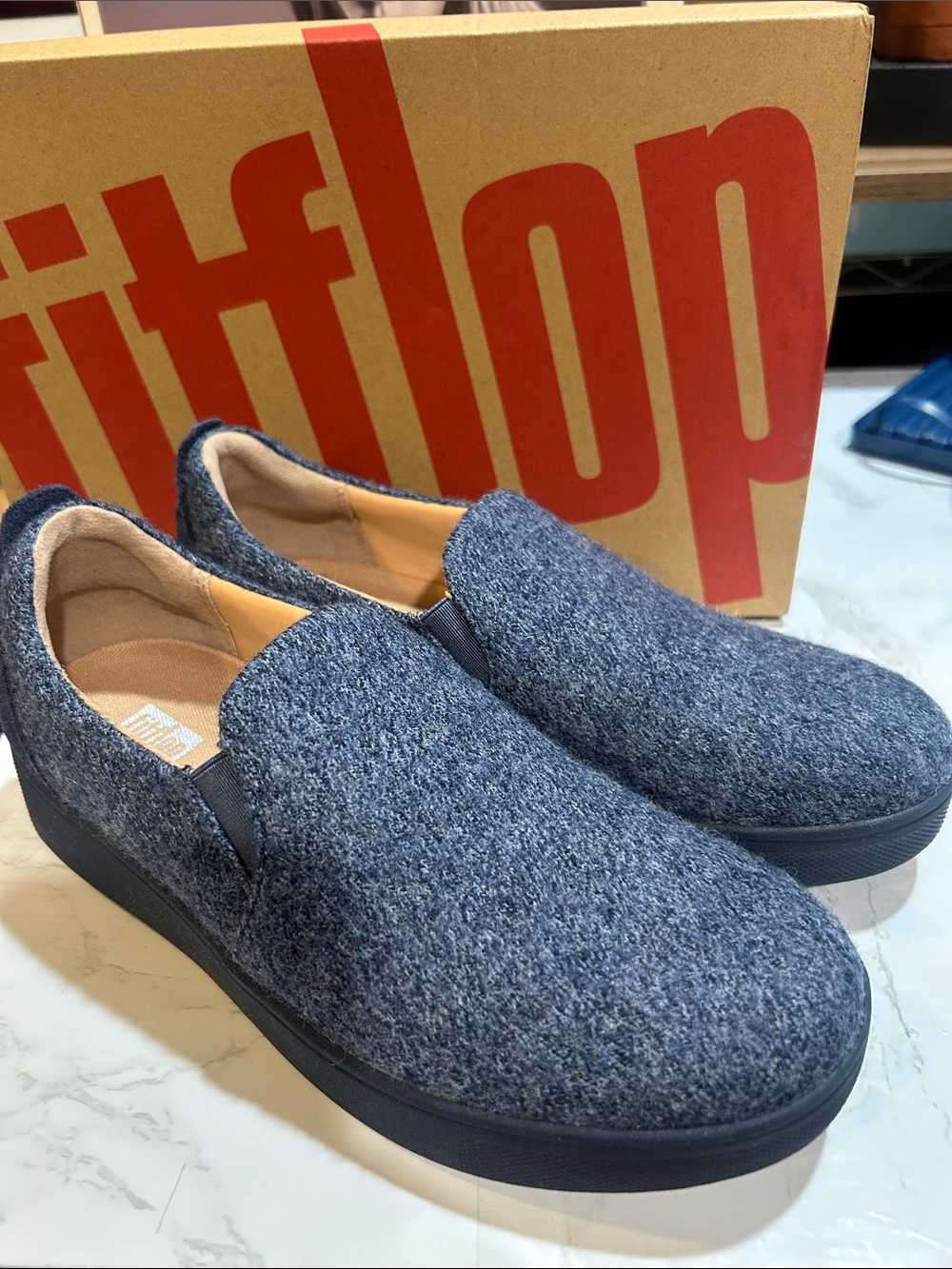 Fitflop Women's Heathered Blue Slip-On Sneakers